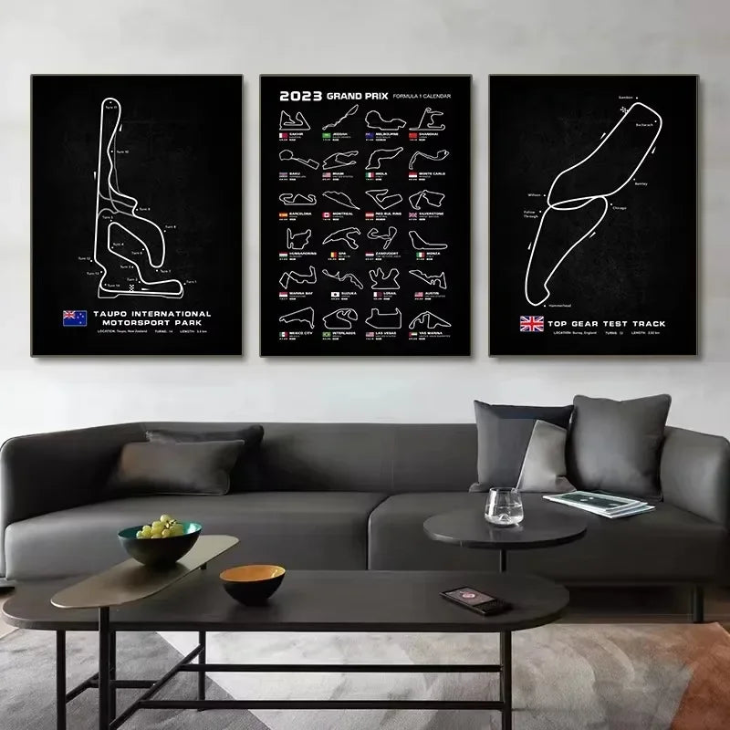 Plakaty z torami wyścigowymi